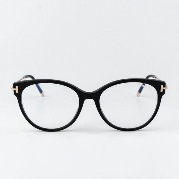 Tom Ford Women Eyeglasses Black Rose Gold Blue Light Block Round FT5770 001 NEW main image 12
